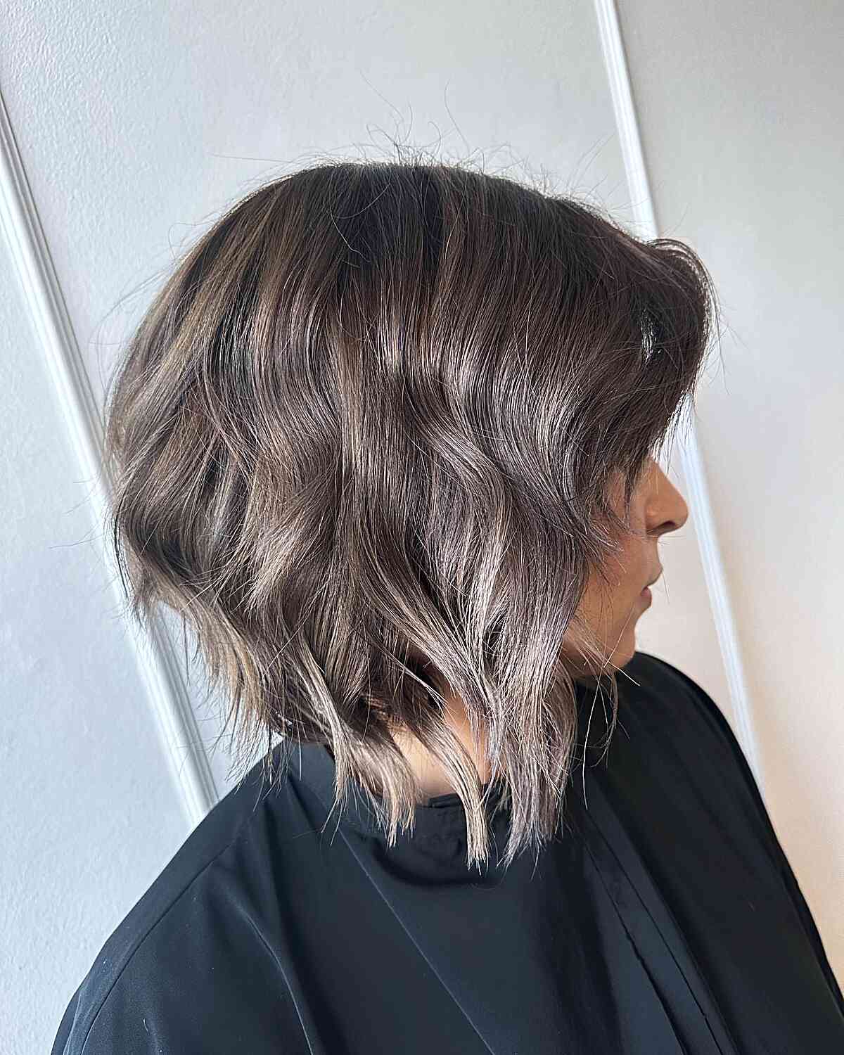 Short Textured and Layered Inverted Bob