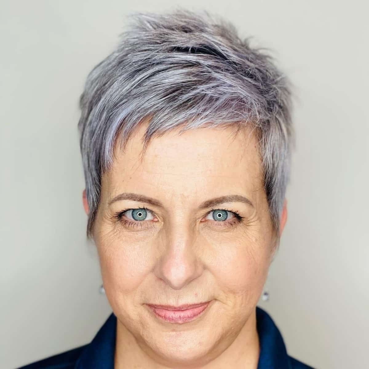 Bold Short textured hairstyle for woman over 50