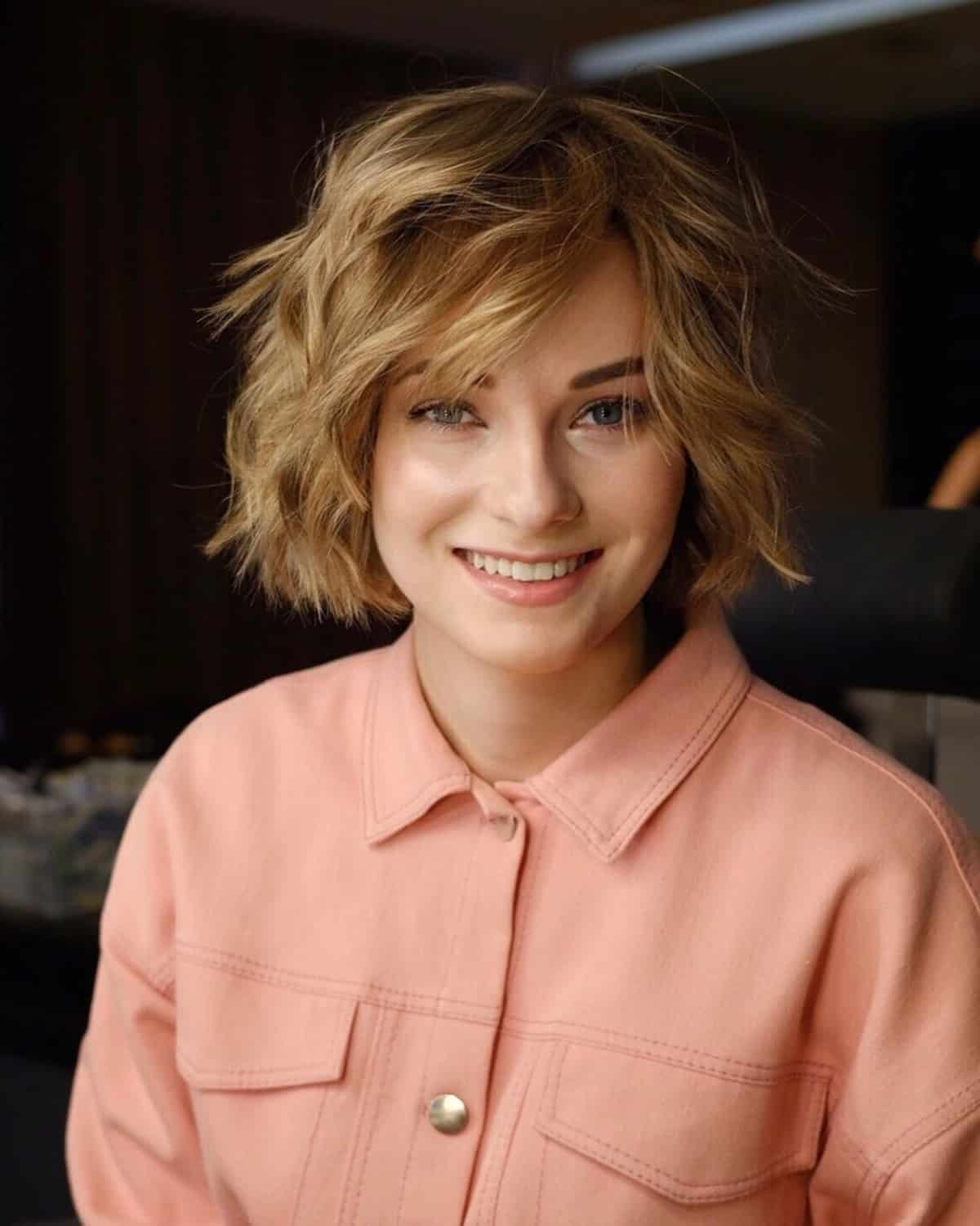 Short Textured Shag with Side-Swept Bangs