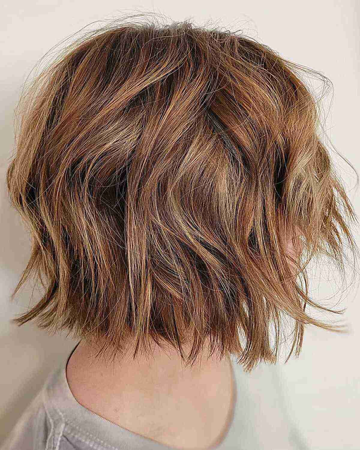 Short Textured Shattered Bob Cut with Tousled Style
