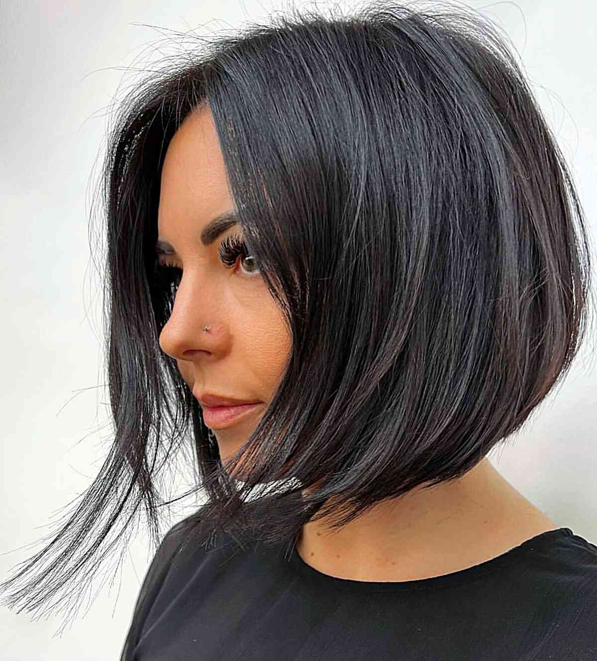 Short Thick Chin-Length Bob With Edgy Flair
