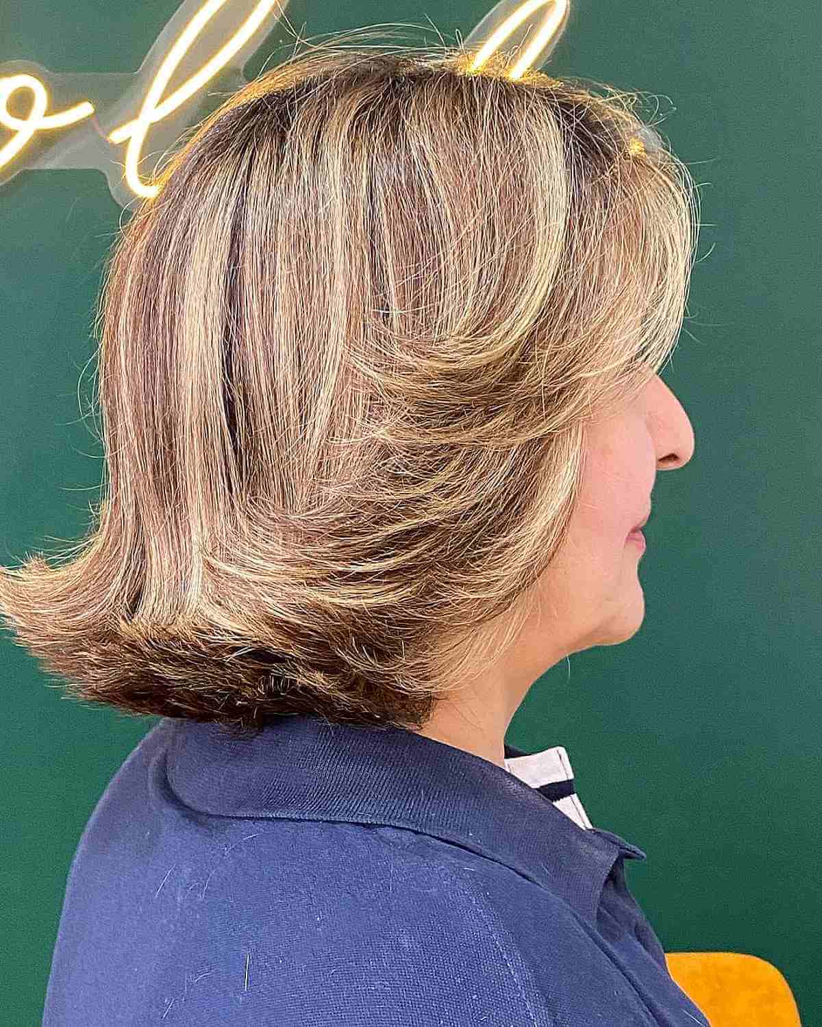 Short to Medium Bronde Bob with Layered Flipped-Up Ends
