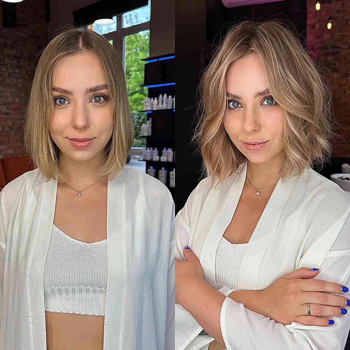 Short Tousled Thin Hair with a Middle Part