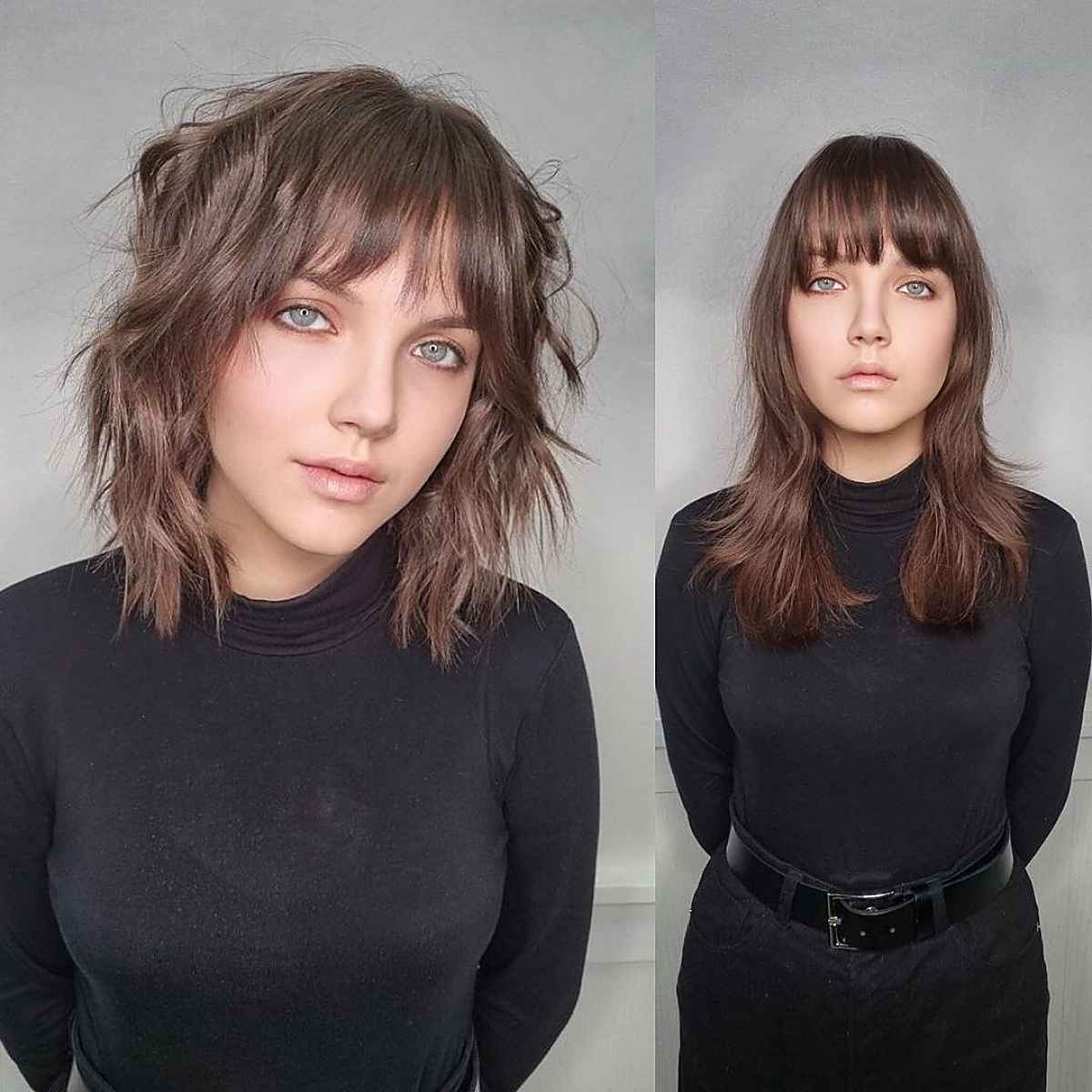Short Tousled Wolf Cut with a Fringe
