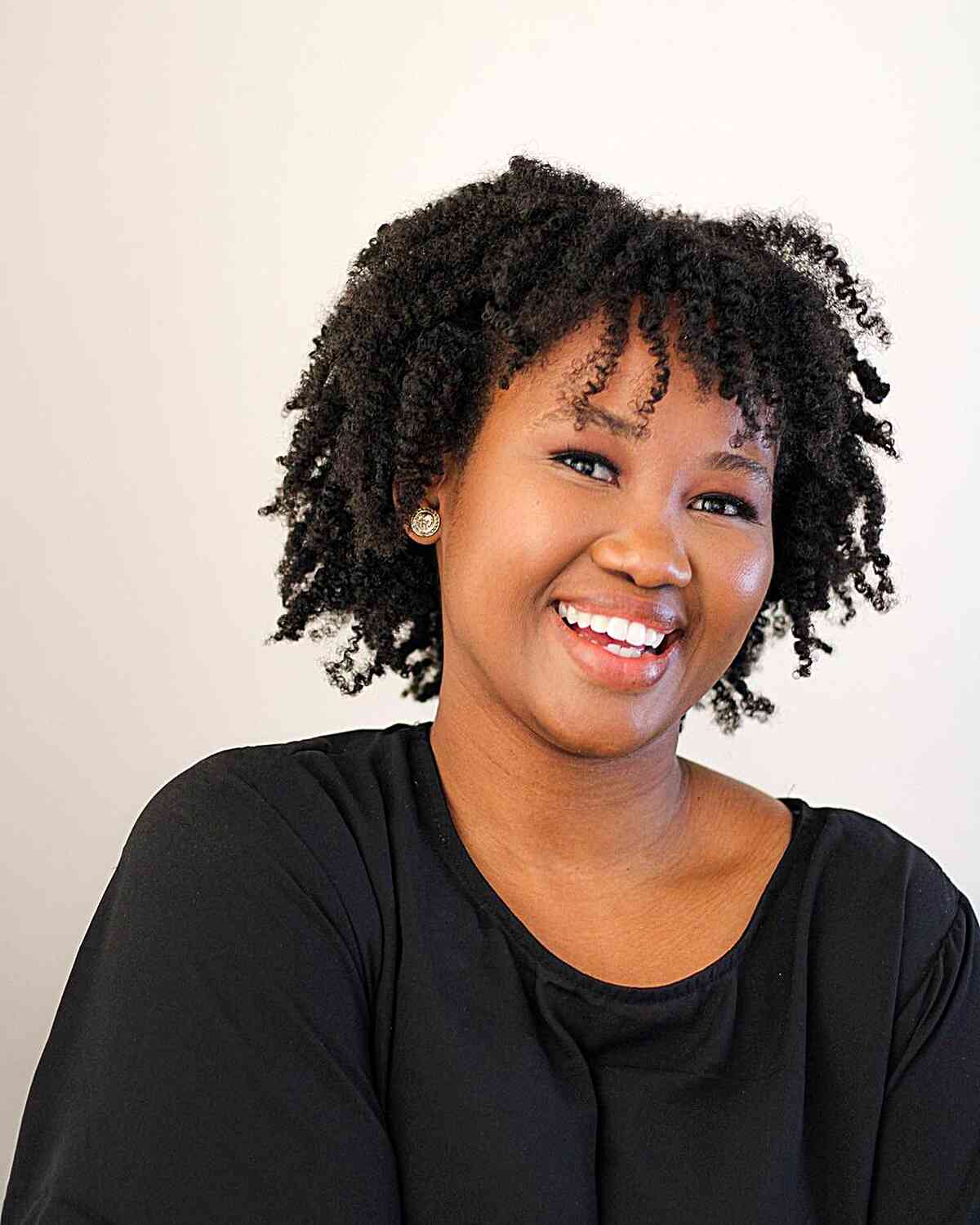 Short Twist Out Coils with Fringe for African-American Women