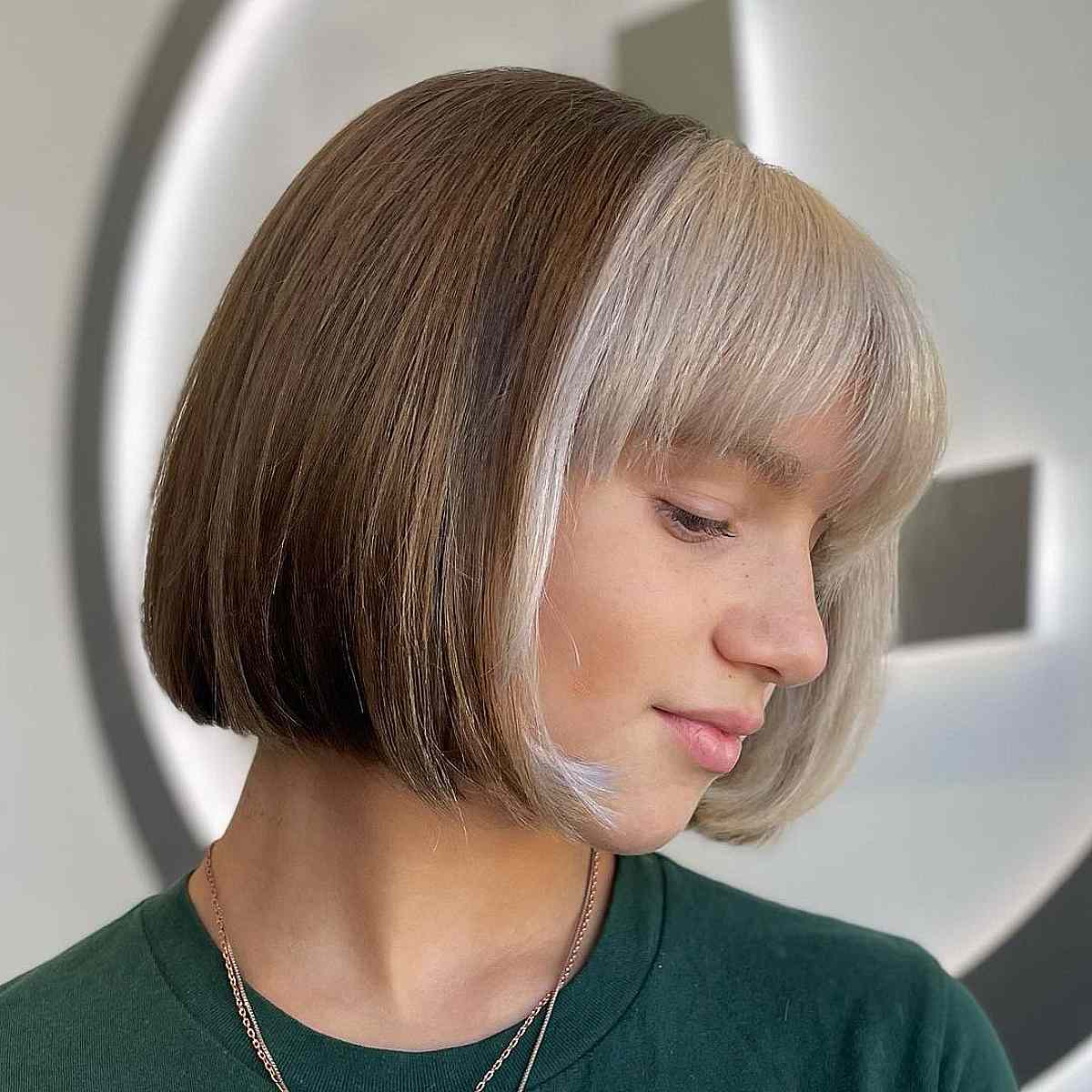 Short Two Tone Bob with Textured Bangs