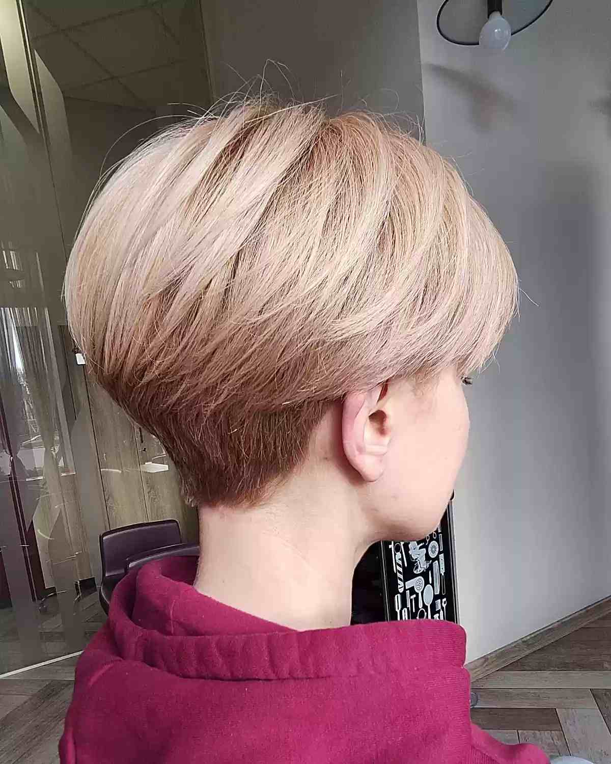 Short Undercut Bob with a Tapered Nape for Straight Hair