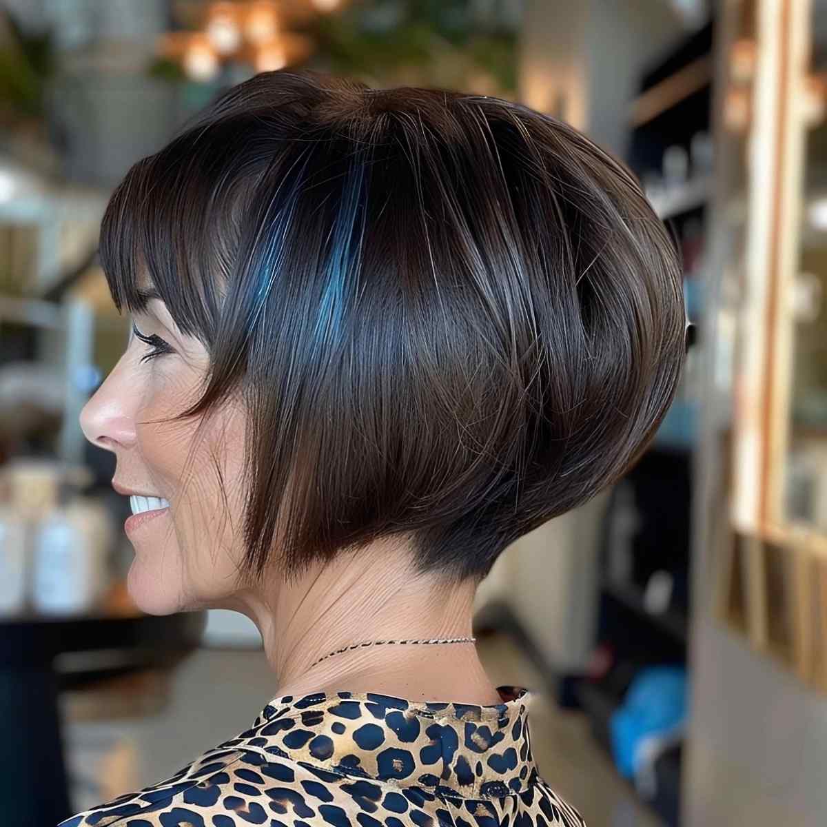 Short Undercut and Stacked Bob with Bangs