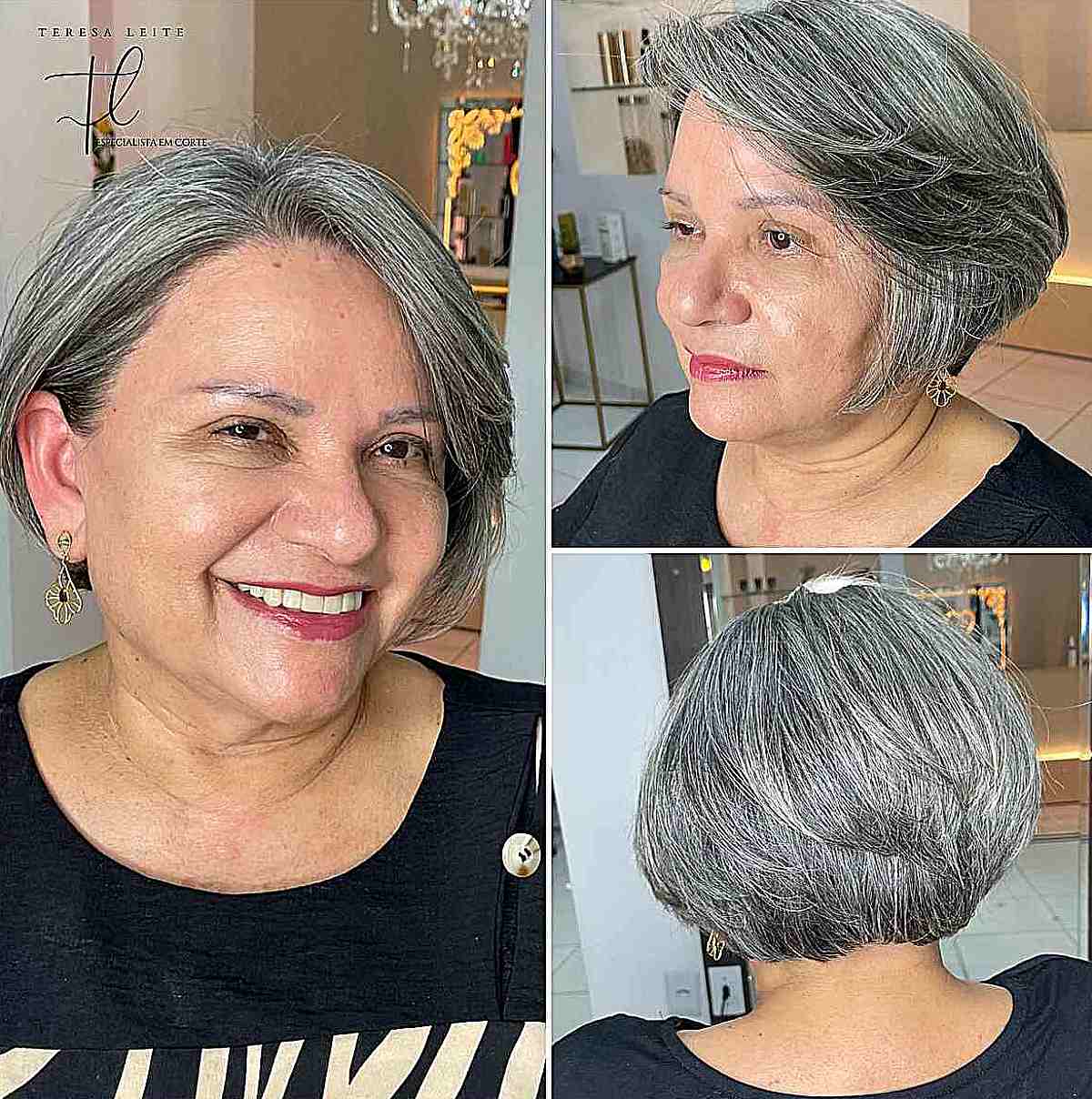 Short Wedge Bob with Side Fringe for Women Over 50 with Fuller Face Shapes