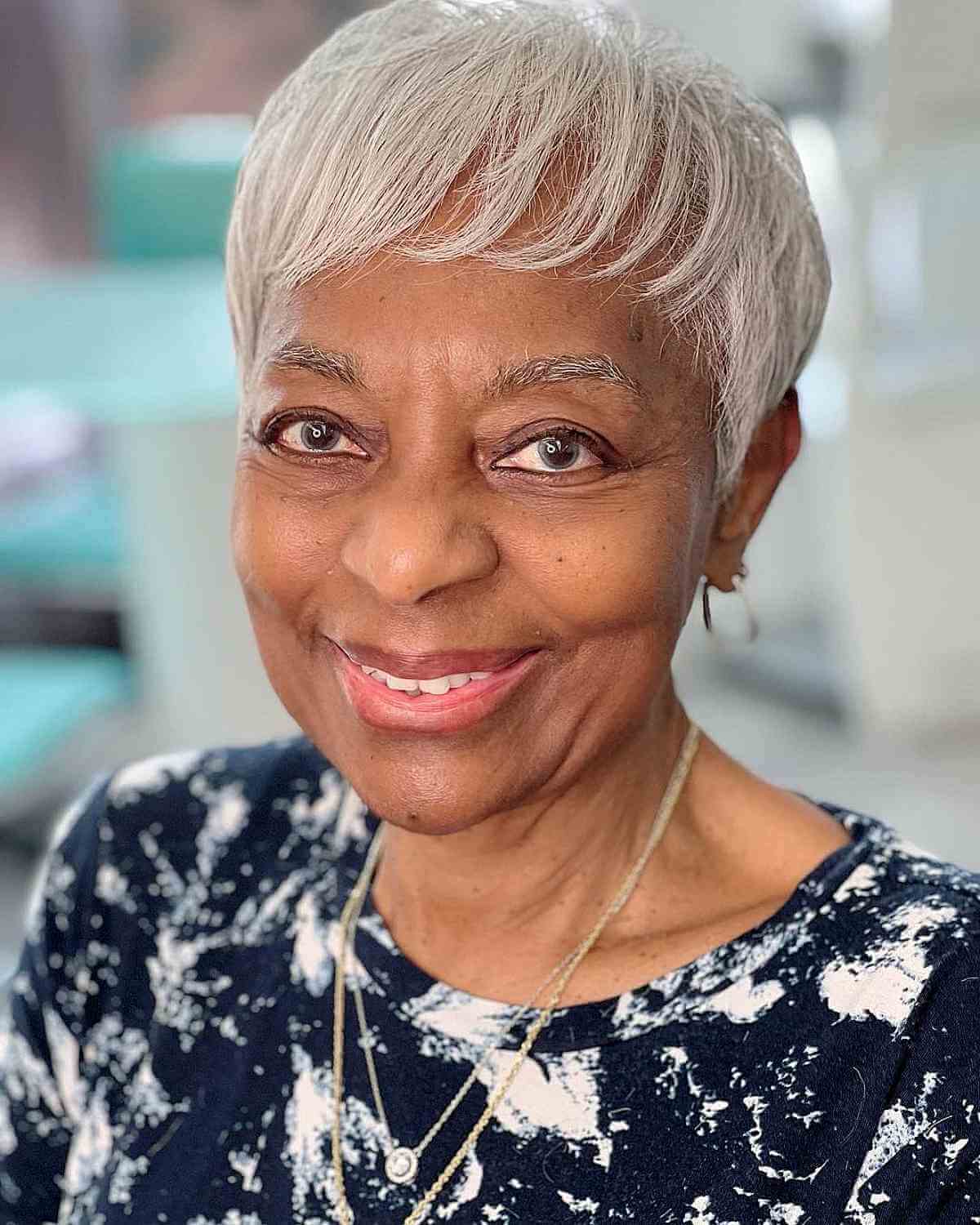 White Wispy Pixie for Older Black Women