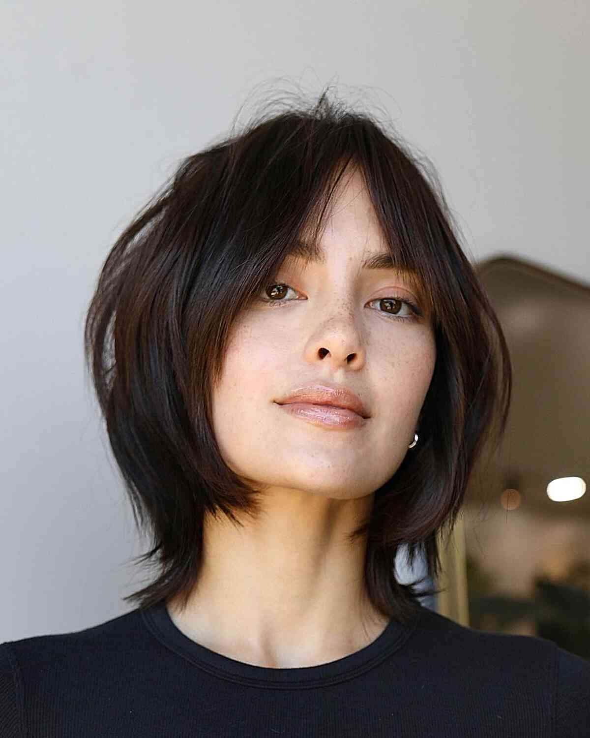 Short Wolf Cut with French Bangs