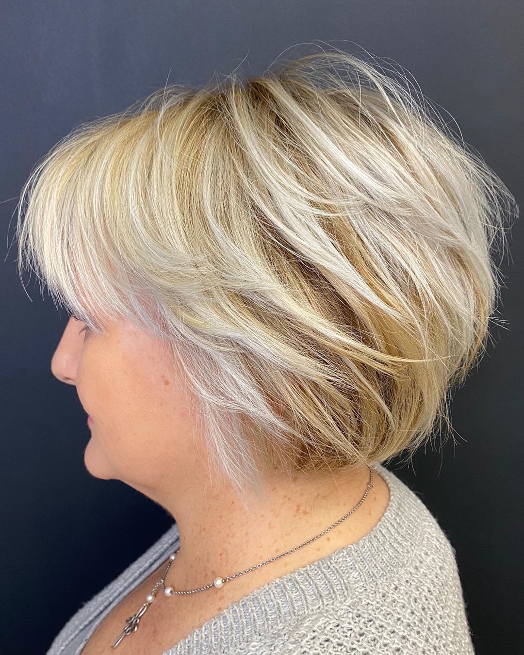 Shorter Feathered Bob with Bangs