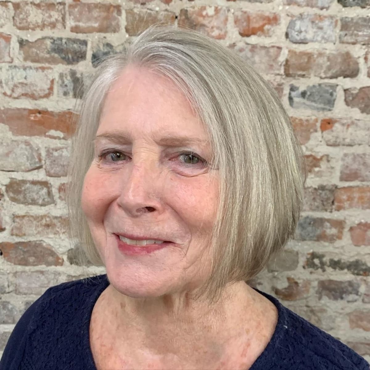 Shorter Hair Style for a Woman Over 70 with Silver Hair