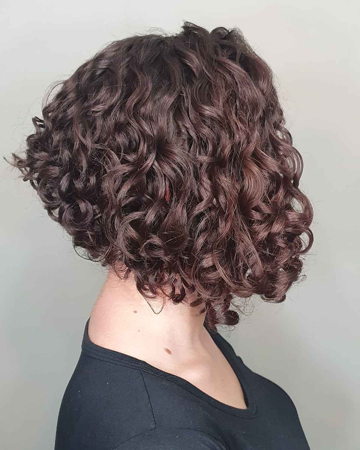 Shorter Stacked Bob with Loose Curls