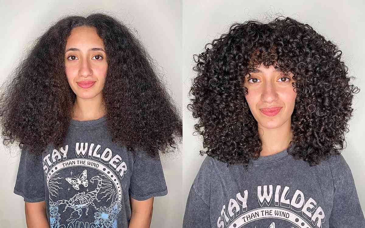 Voluminous Shoulder-Grazing Curly Cut For Oblong Face Shapes
