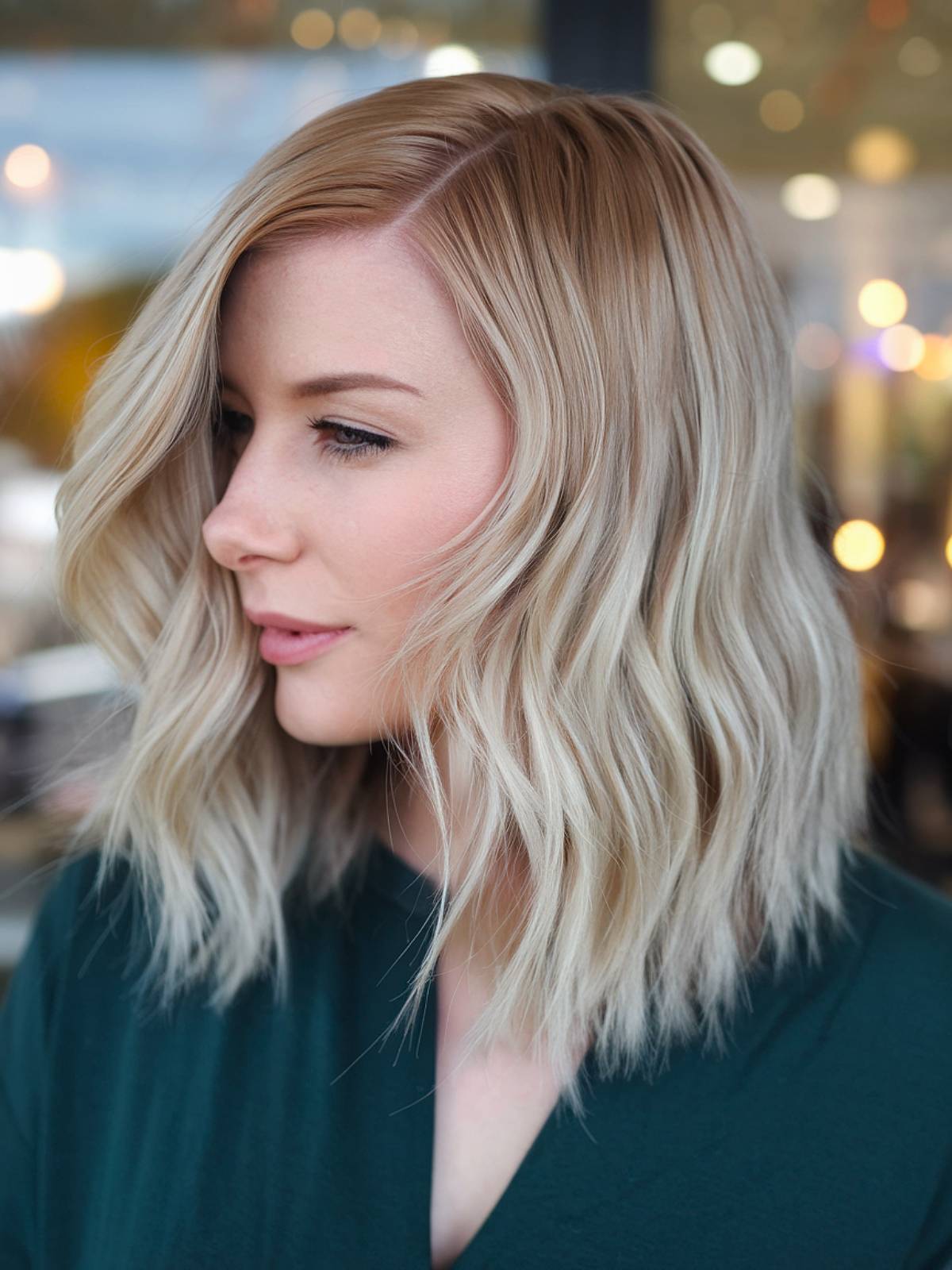 Shoulder-length blonde hair for women over 30