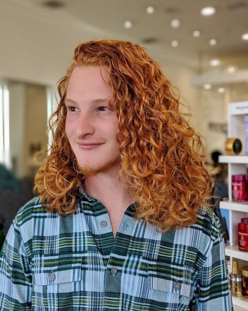 Copper Shoulder-Length Curly Hair
