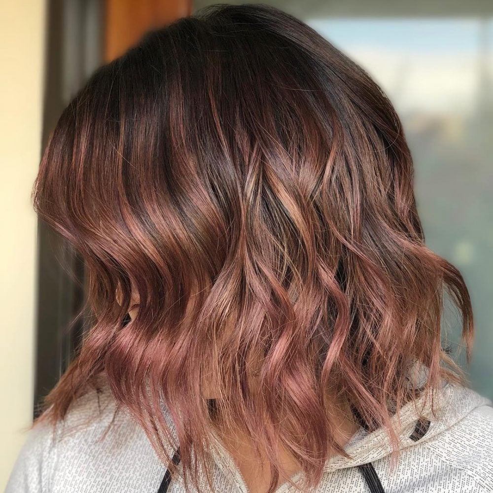 Medium Brown with Rose Gold Highlights