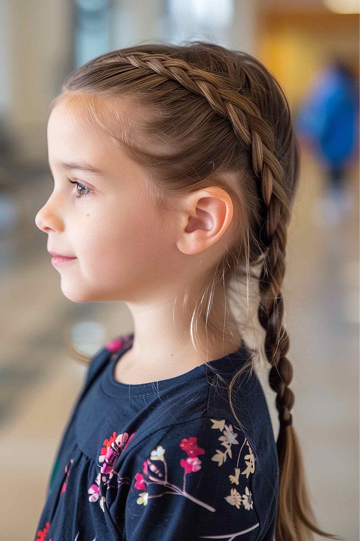 Young girl with a side braid hairstyle for thin hair