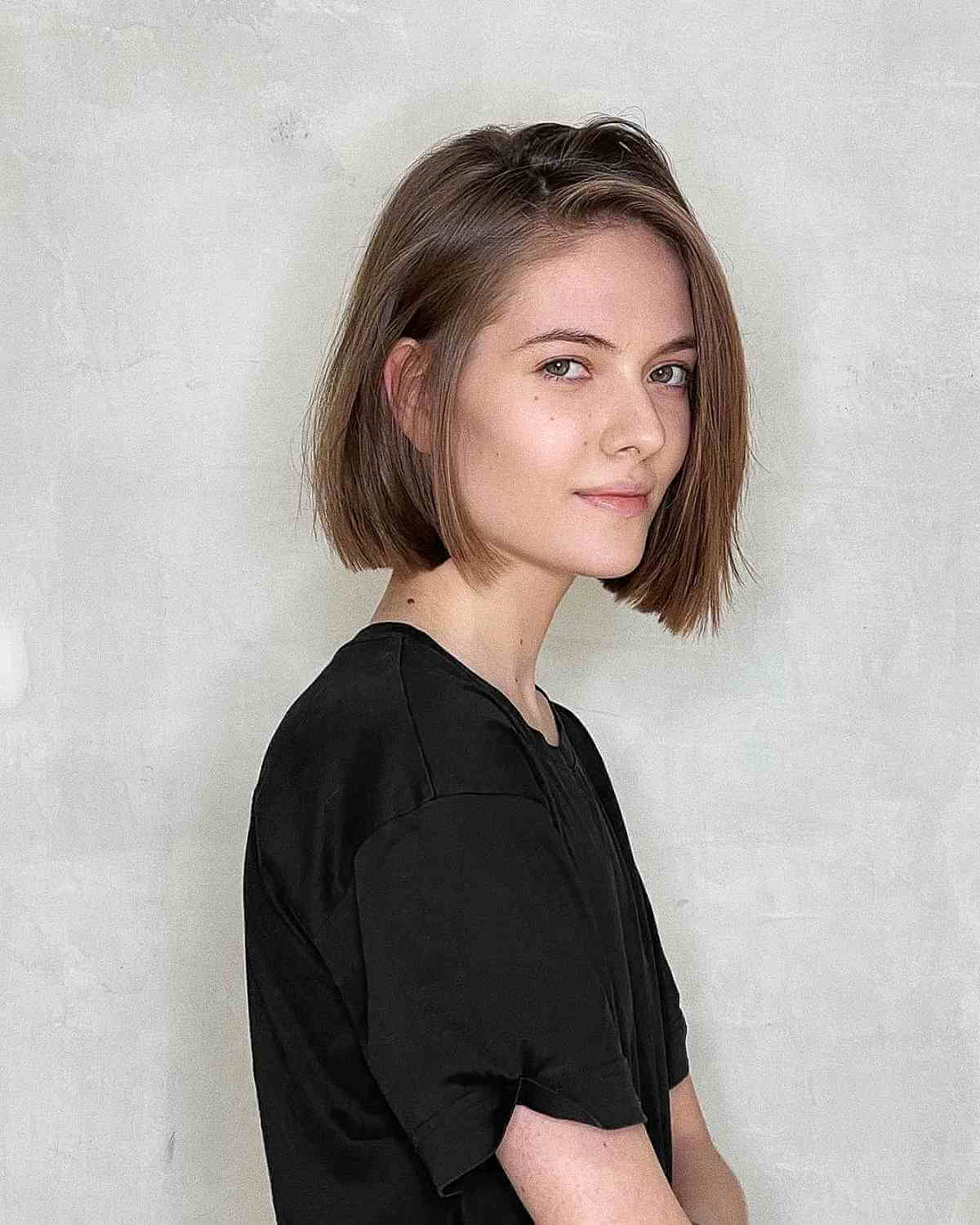 Side Part Bob with Blunt Ends at Chin-Length