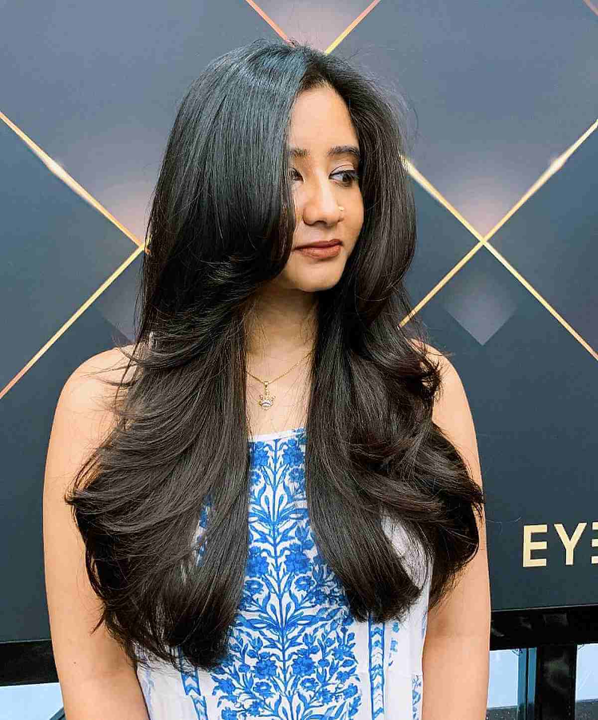 Side Part Layered Style for Long Thick Hair