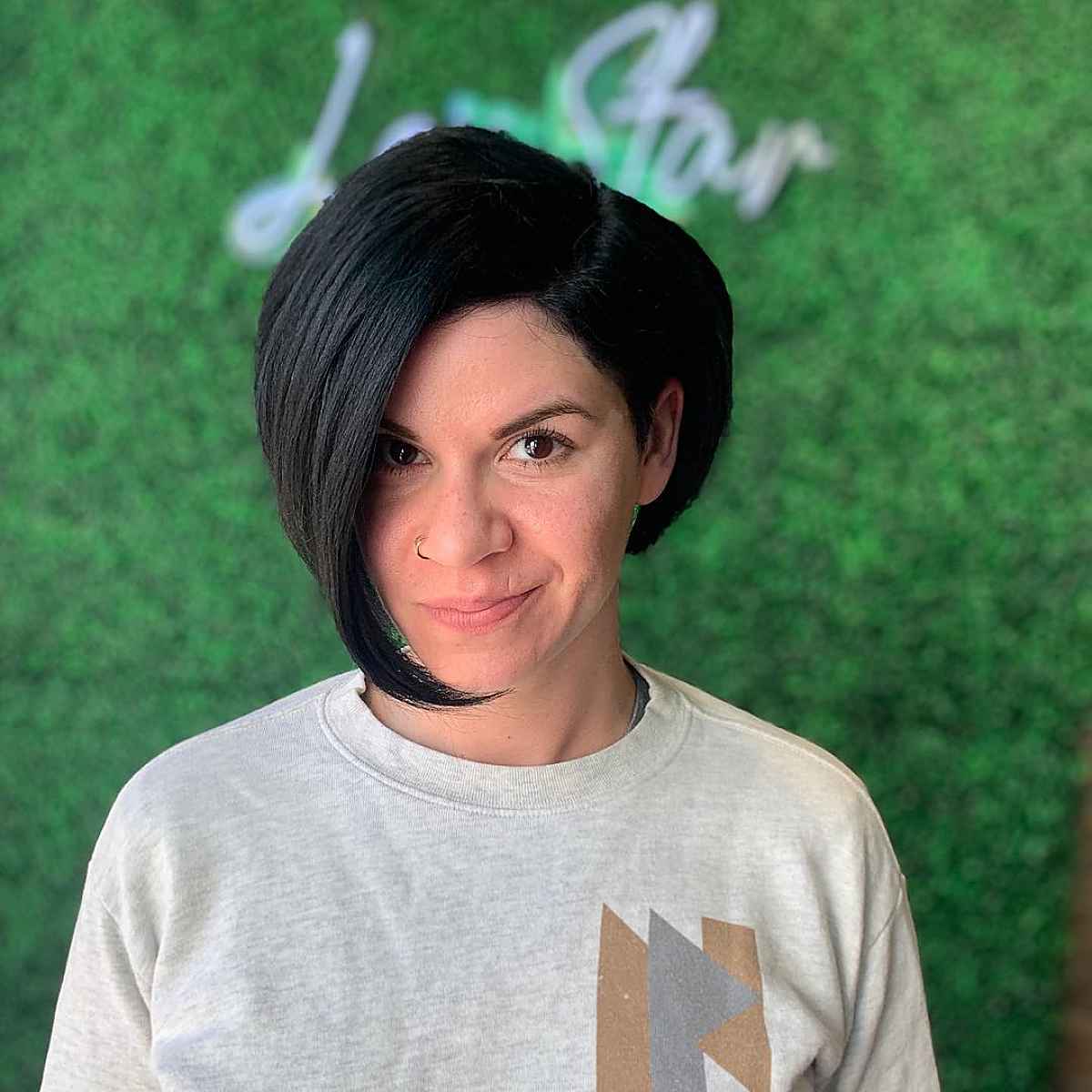 Side-Parted Asymmetrical Bob Cut for Thick Hair