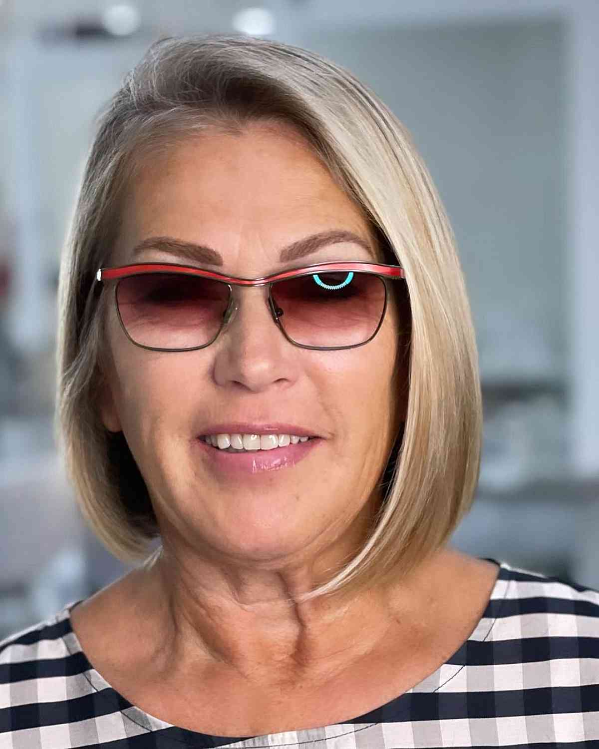 Side-Parted Bob for Older Women with Glasses and Thin Hair