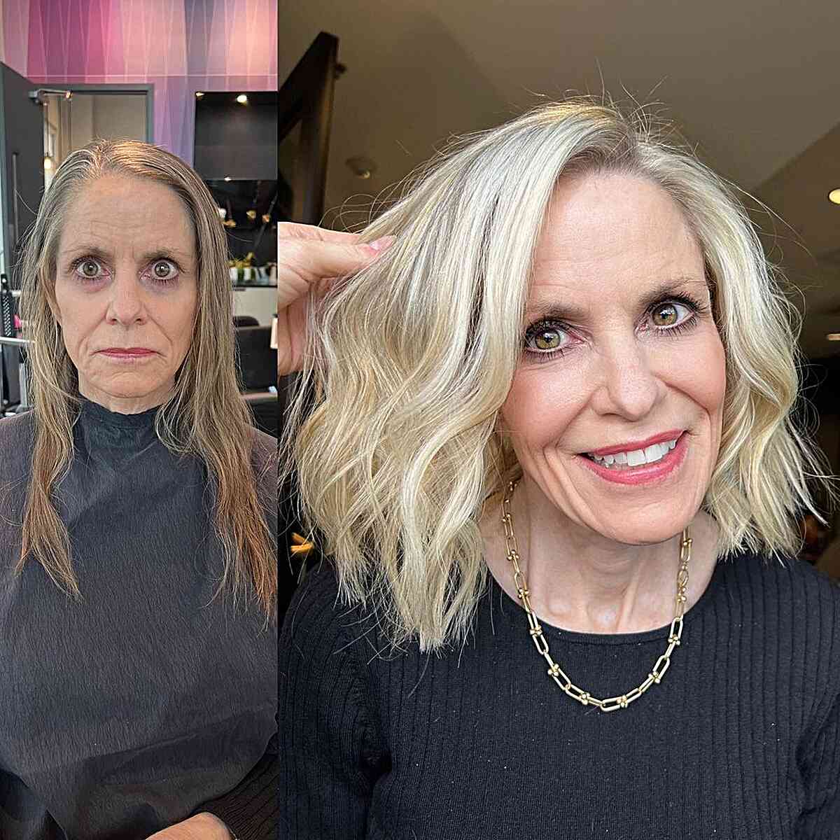 Side-Parted Lob Cut for Aging Thin Hair and for older ladies