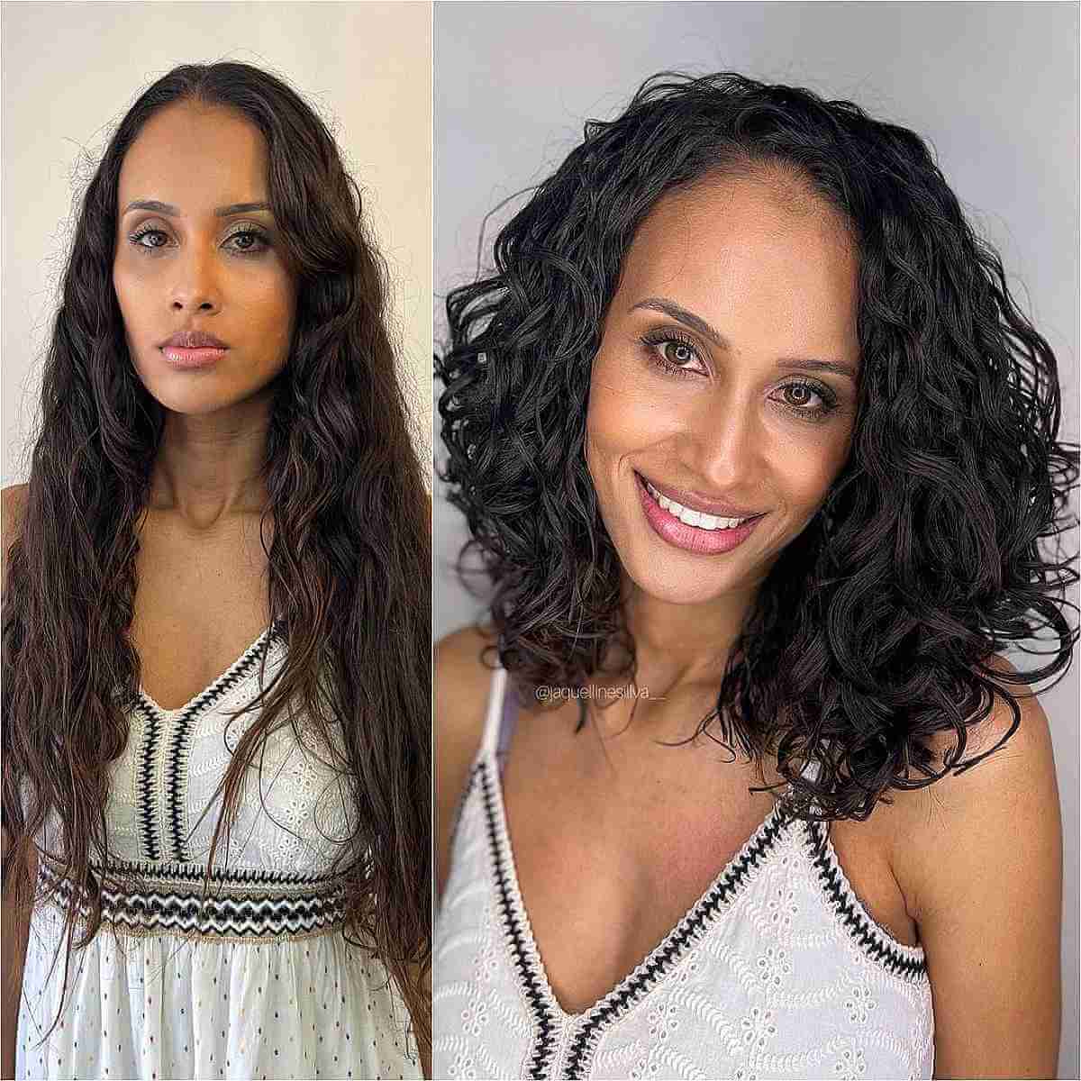 Youthful Side-Parted Naturally Mid-Length Curly Hair