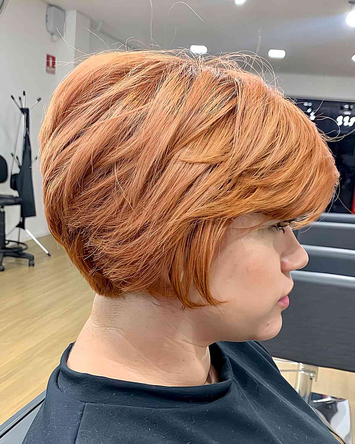 Side-Parted Pixie Bob with Graduated Layers