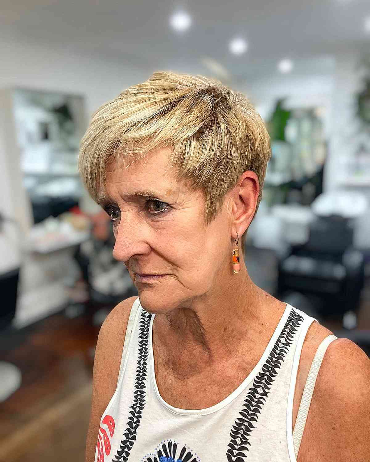 Side-Swept Choppy Hairstyle for Women 70 and Over