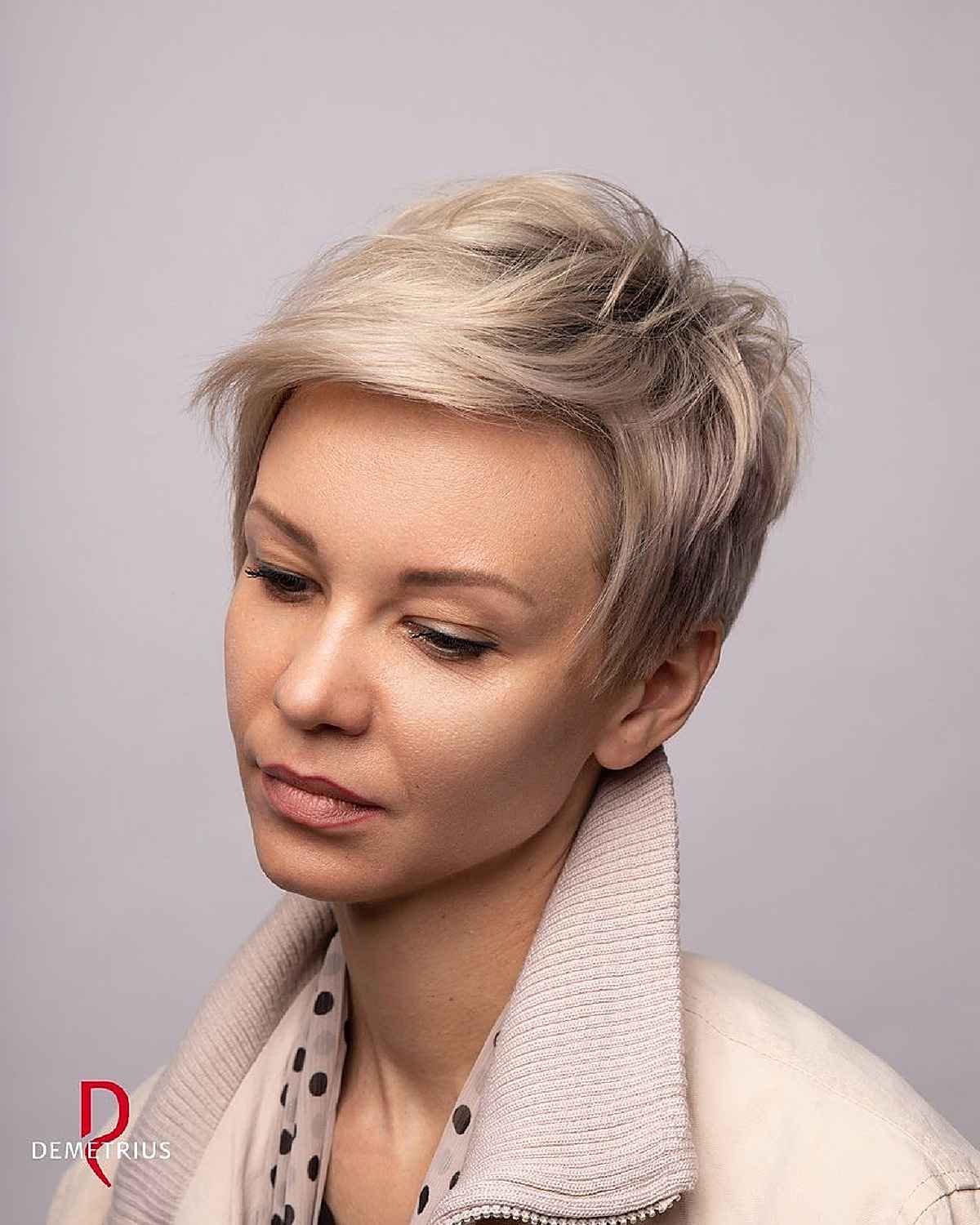 Side-Swept Pixie Cut with Layers