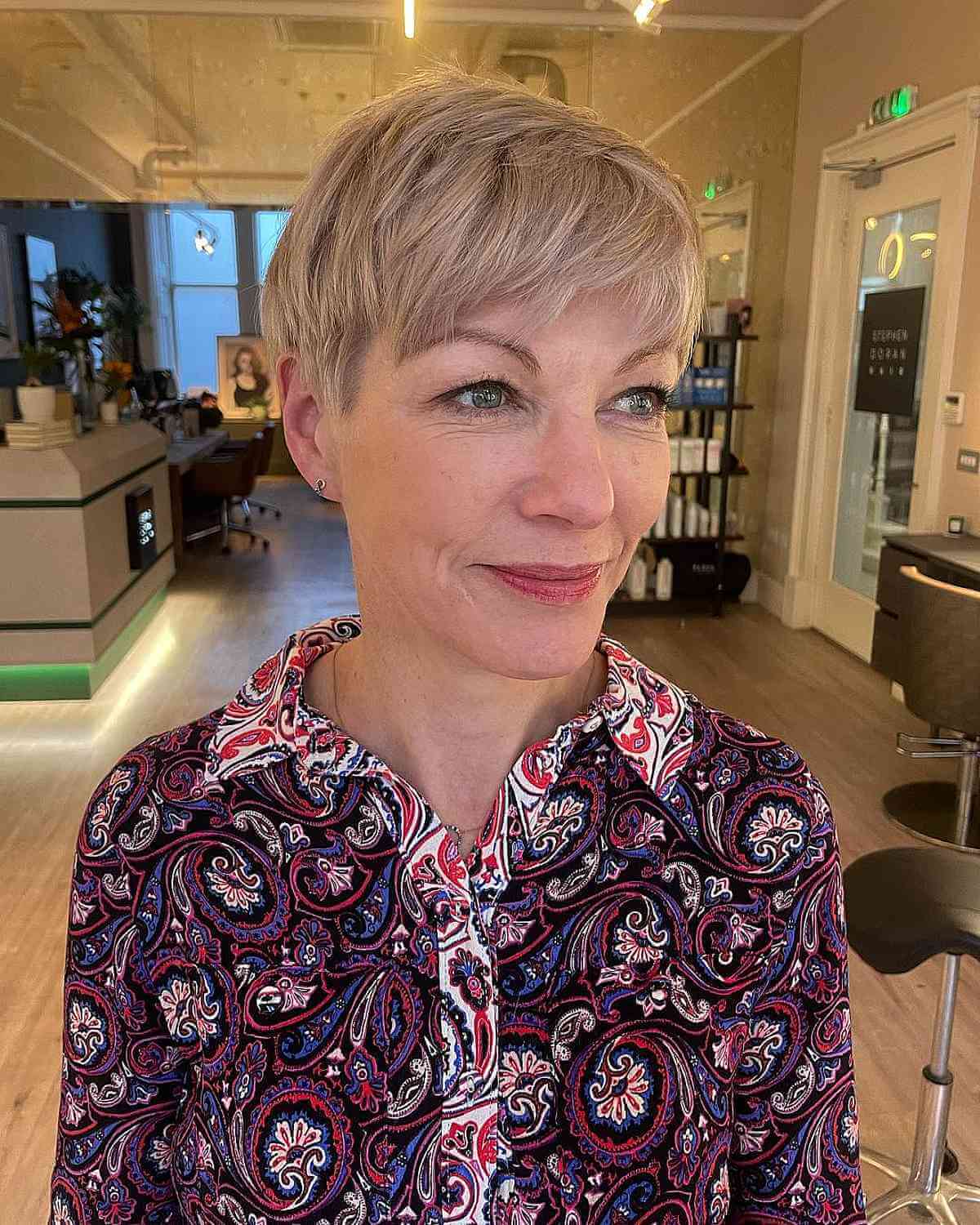Side-Swept Pixie with Blonde Tones for Fine Hair