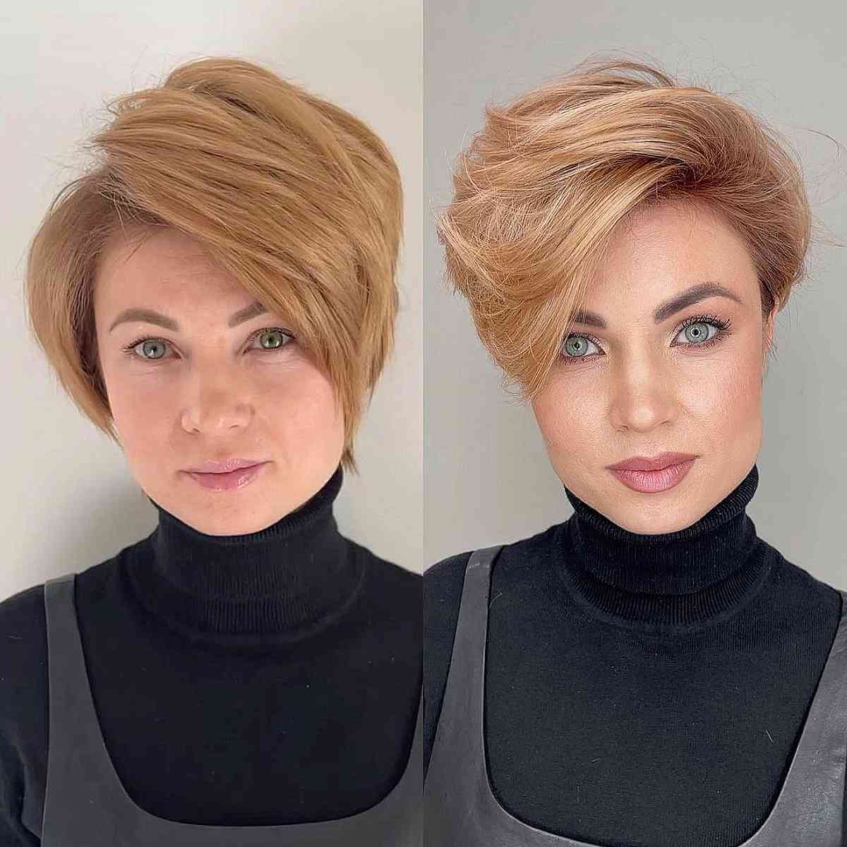 Side-Swept Style on Short Hair with a Deep Side Part
