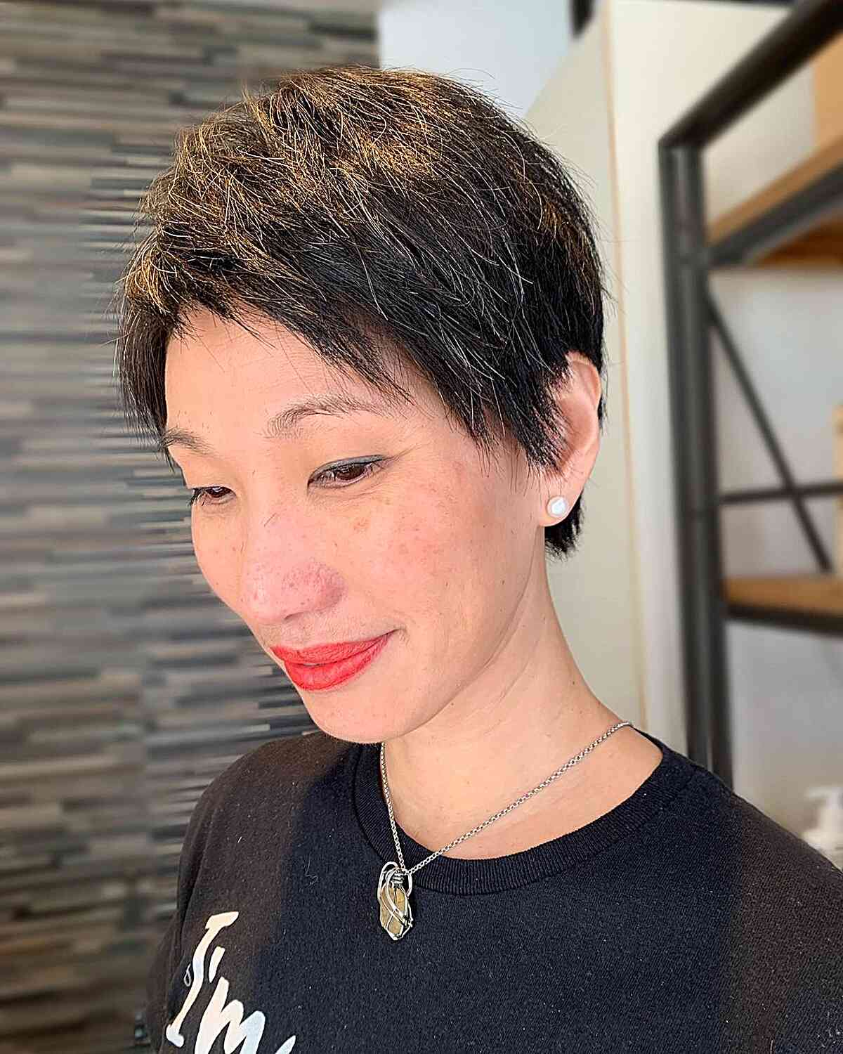Side-Swept Textured Pixie Cut for women with fine hair textures