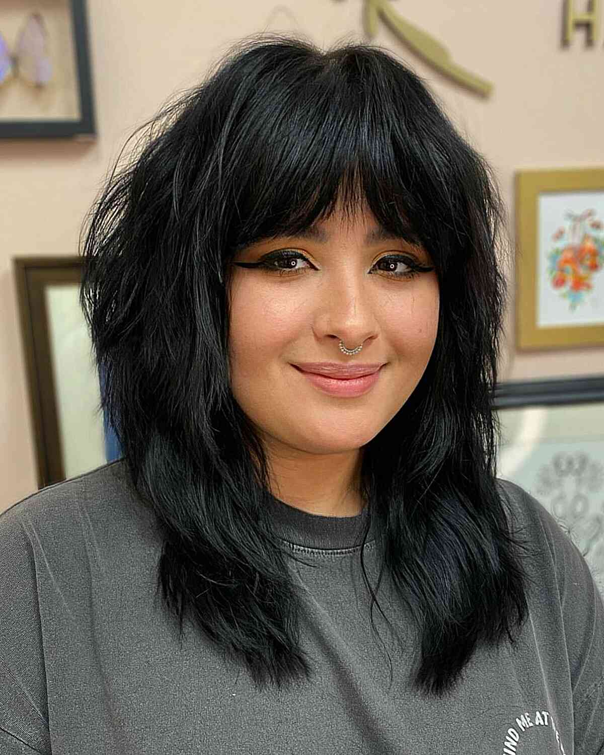 Silky Straight Hair with Fringe for Round Faces and for women with medium-length hair
