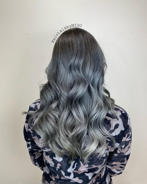 Silver blue ombre hair color