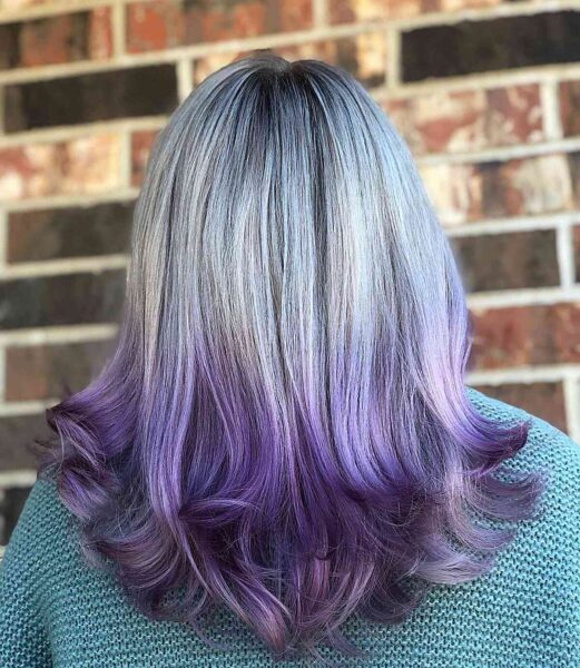 A Silver and Purple Ombre Hair Color