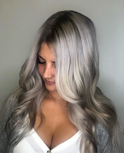 Silver white ombre hair color