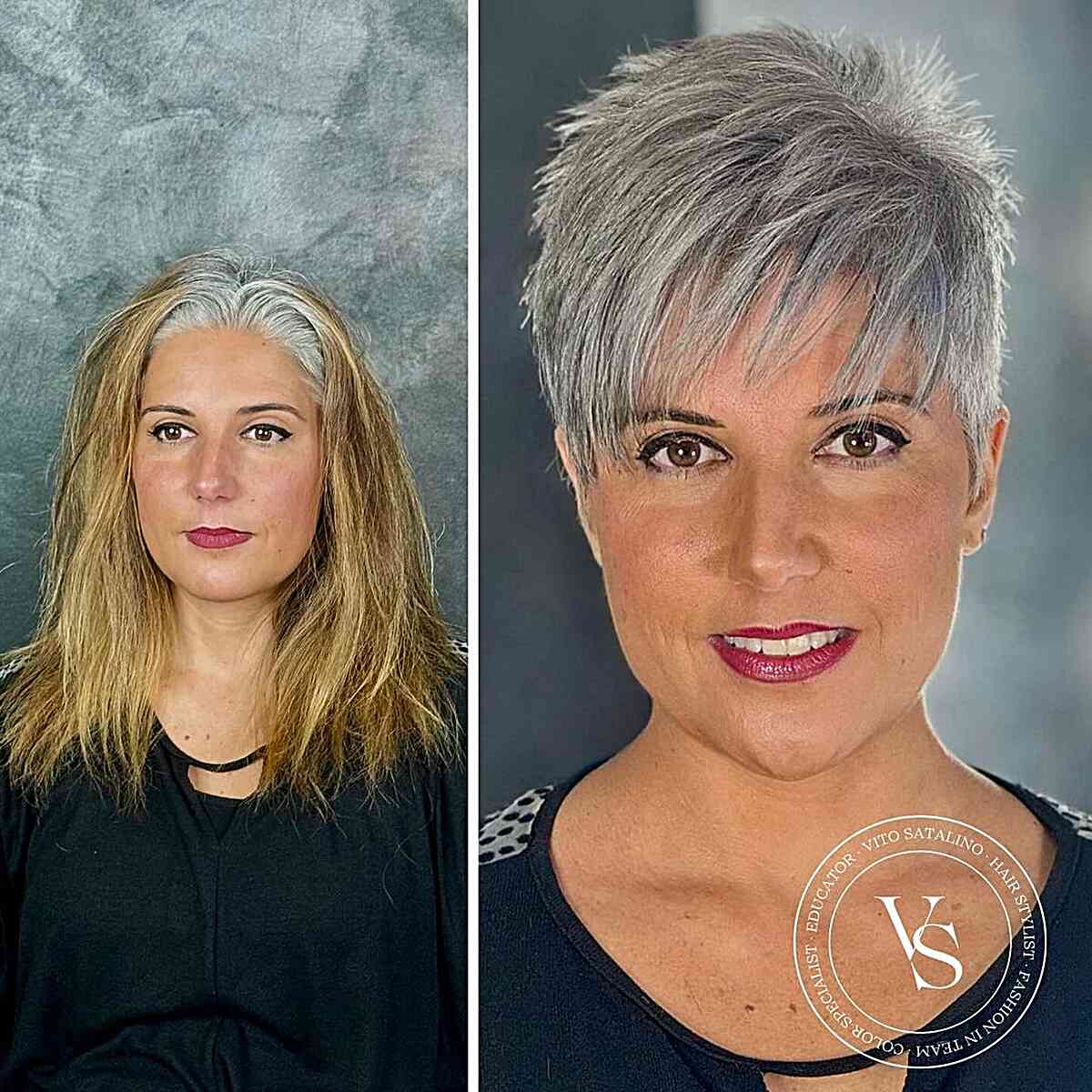 Silver Balayage Pixie Cut for Ladies Over Thirty
