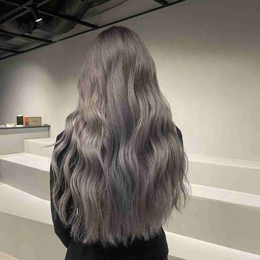 Silver Ash Blonde Hair with Soft Waves