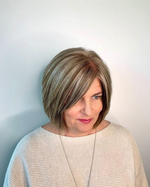 Thick Silver Bob with Fringe for Ladies Over 50