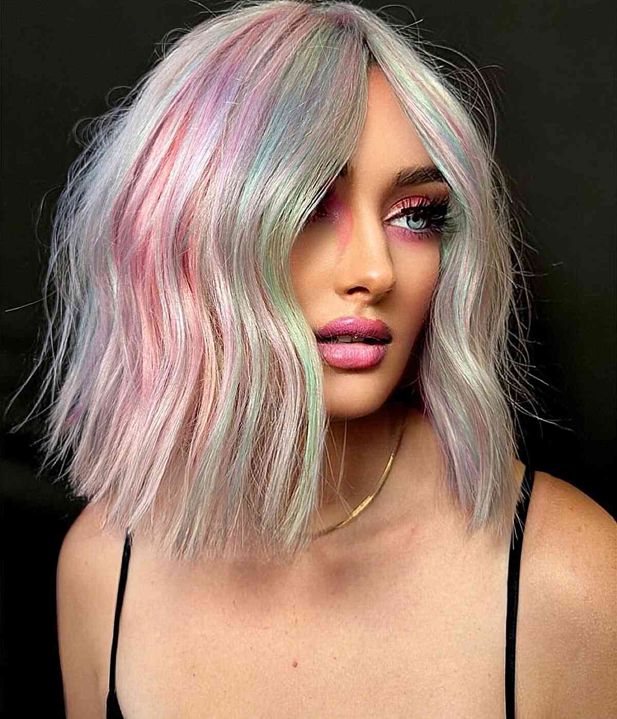 Silver Hair with Pastel Streaks