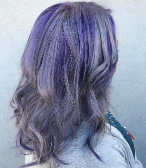 Silver Hair with Purple Highlights