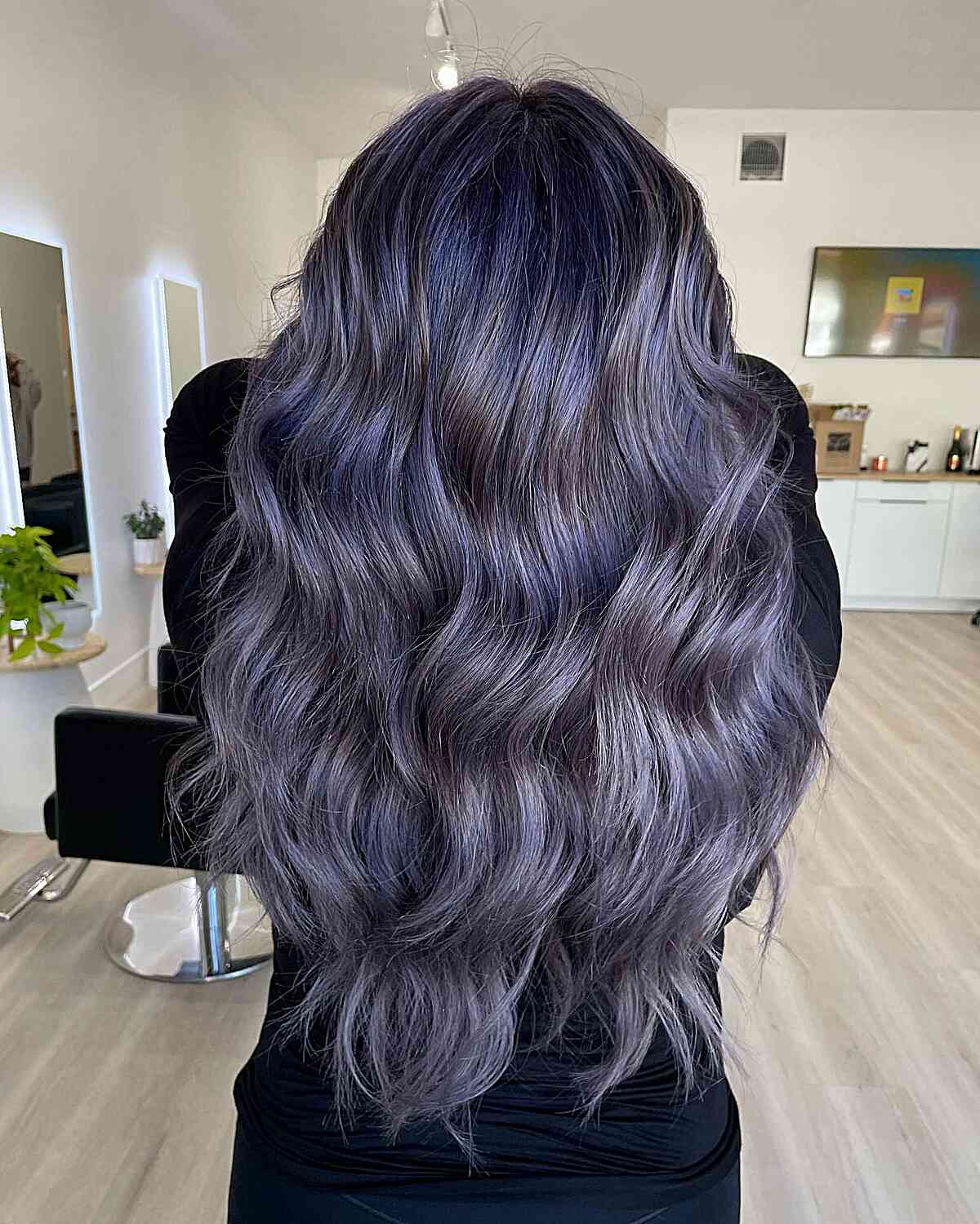 Silver Metallic with a Hint of Violet Hair Color