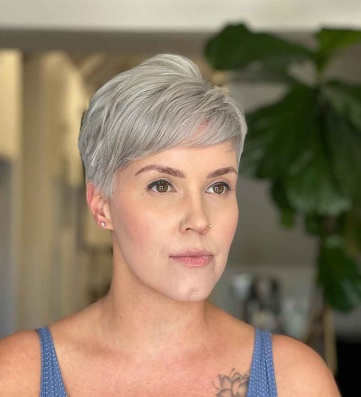 Silver Pixie Cut for a 30-Year-Old Woman