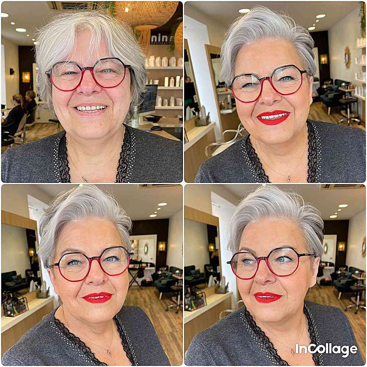 Silver Pixie Full of Volume for Senior Women Over Sixty with Glasses
