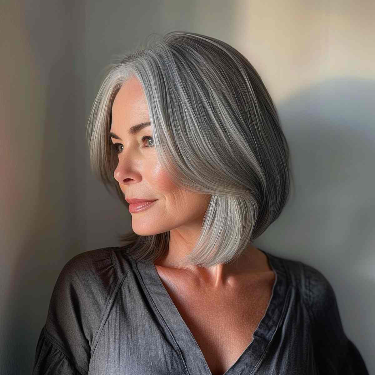 Stunning silver hair highlights