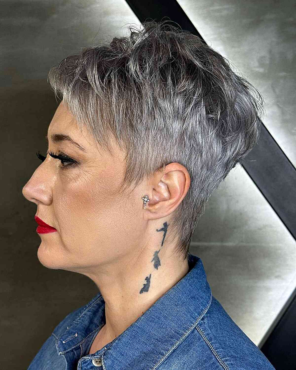 Silver Tapered Pixie Cut for Thin Hair