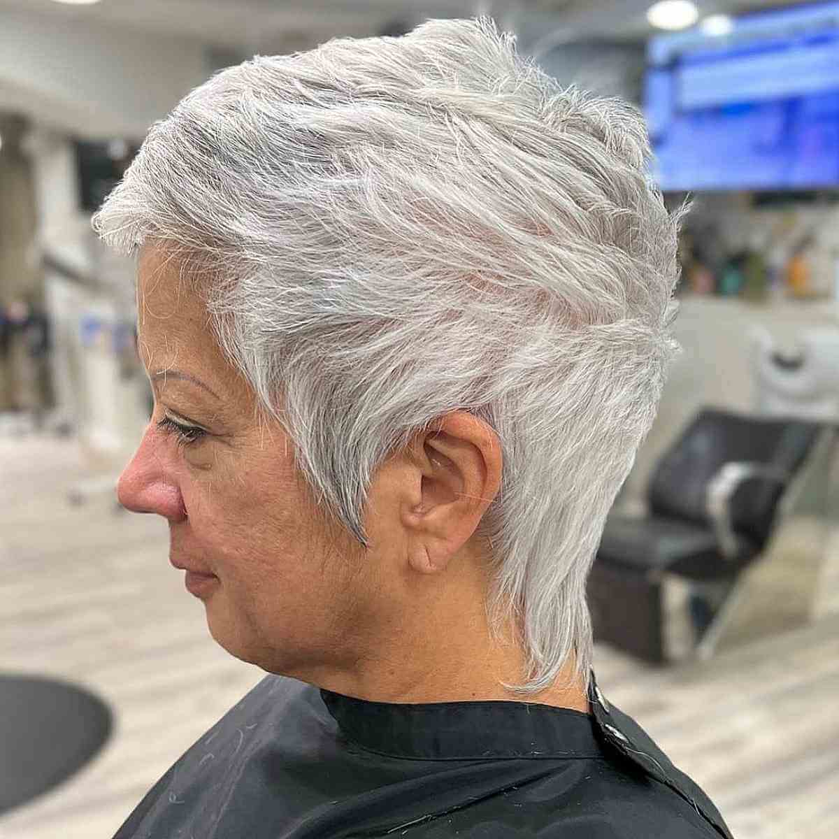 Silver Tapered Pixie for Old Ladies with Fine Hair Types